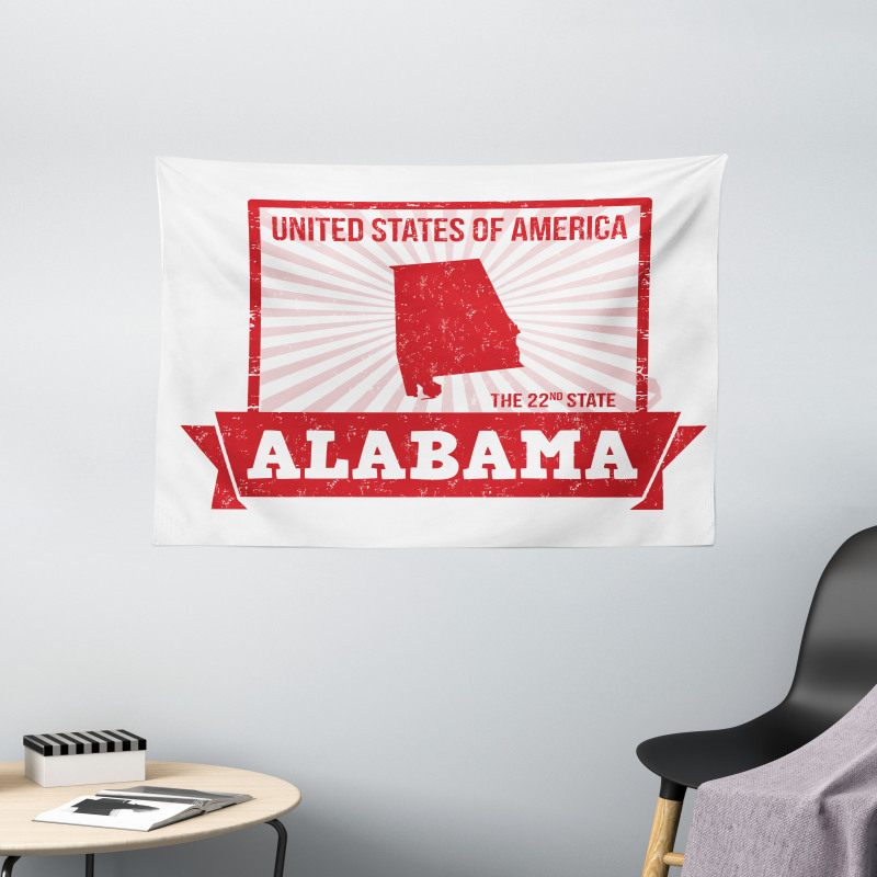 Grungy Theme State Map Wide Tapestry
