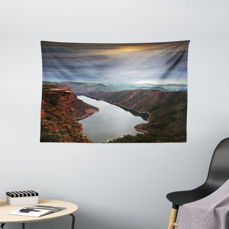 Mountain River Scenery Wide Tapestry