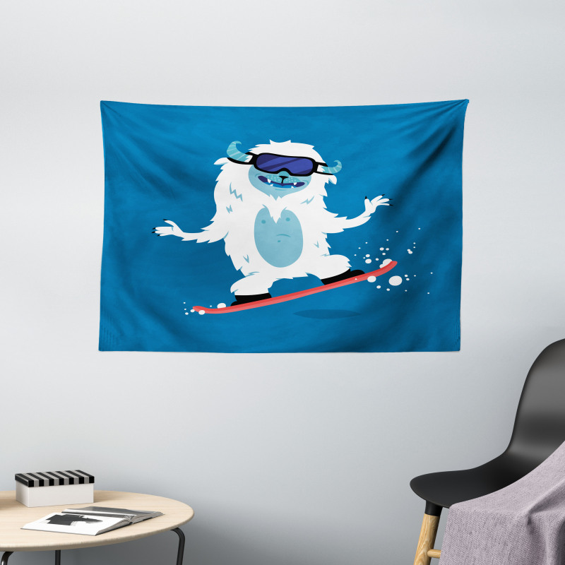 Yeti Snowboard Winter Wide Tapestry