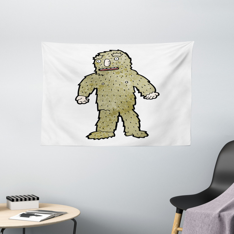 Quirky Grungy Bigfoot Wide Tapestry