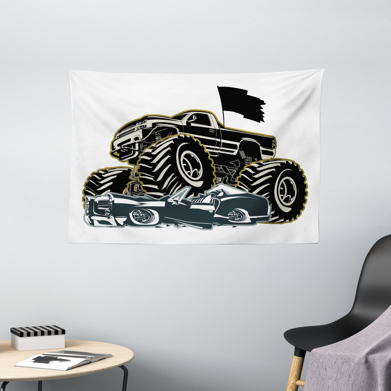 Rubber Tyre Car Wide Tapestry