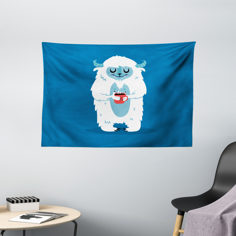 Yeti Coffee Cup Winter Wide Tapestry