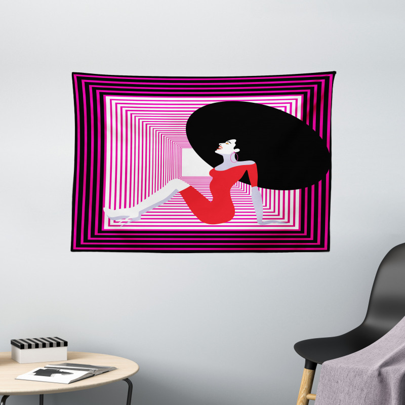 Pop Art Vintage Woman Wide Tapestry