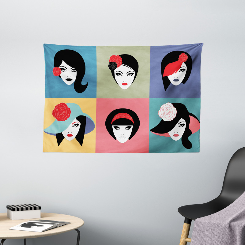 Pop Art Portraits Wide Tapestry