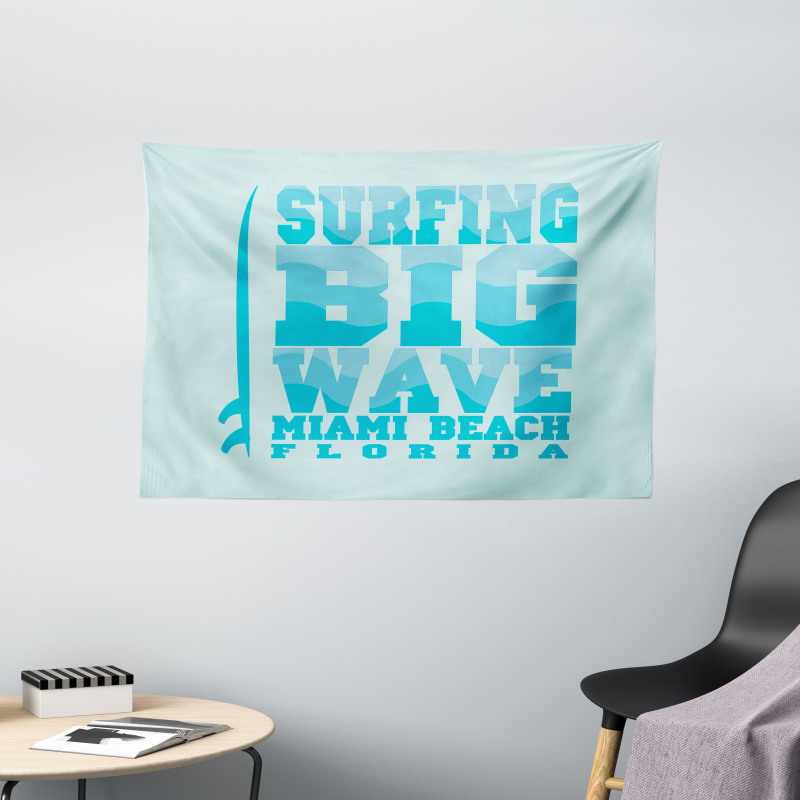Surfing Big Wave Miami Wide Tapestry