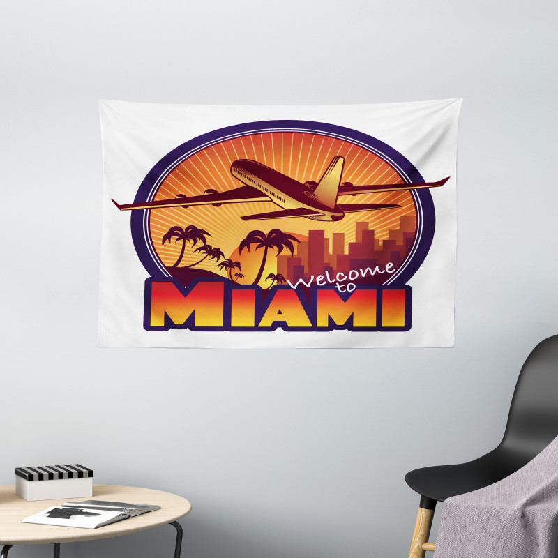 Welcome Miami Graphic Wide Tapestry