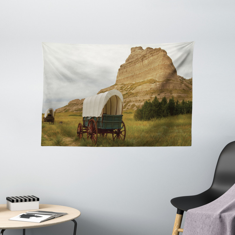Old Wagon Rural Land Wide Tapestry