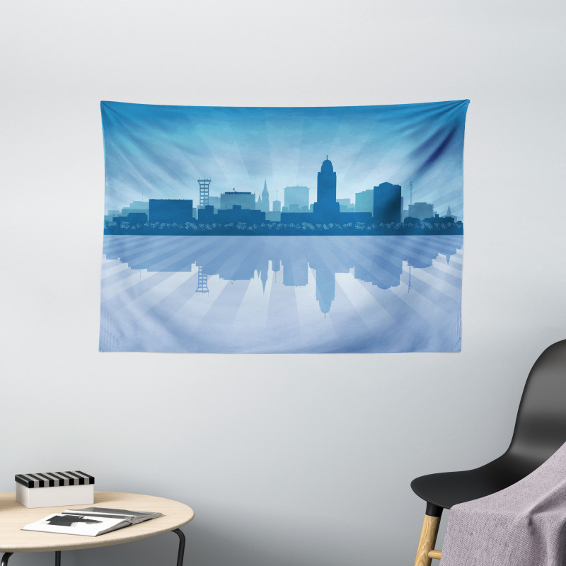 Lincoln City Skyline Wide Tapestry