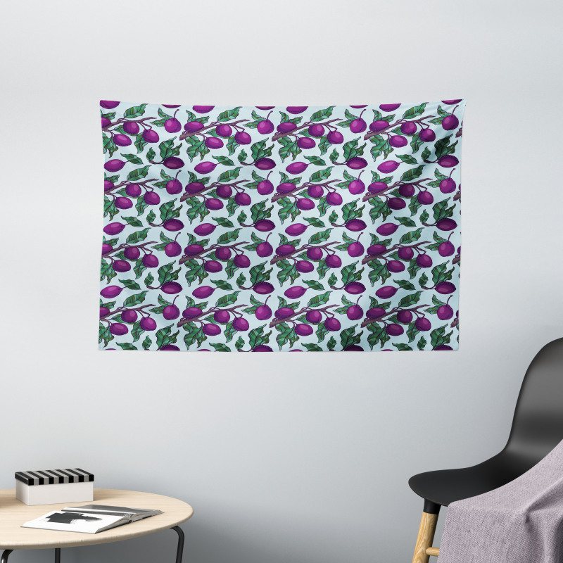 Branches of Plum Fruit Wide Tapestry