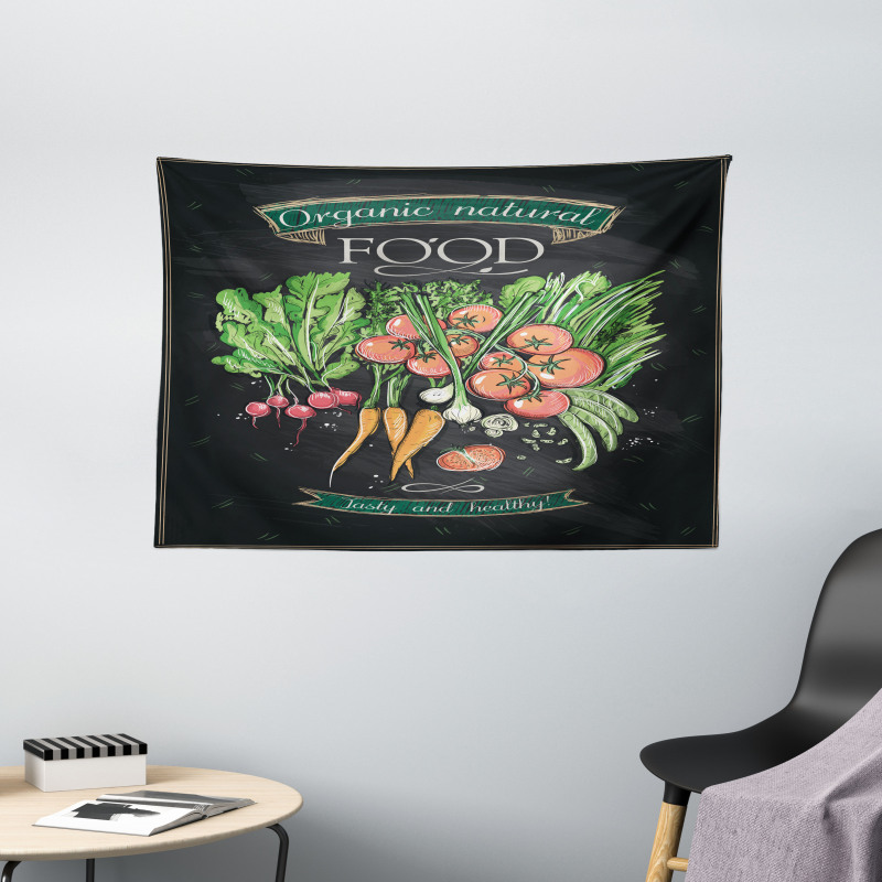 Chalkboard Organic Food Wide Tapestry