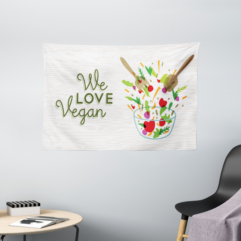 We Love Vegan Food Salad Wide Tapestry