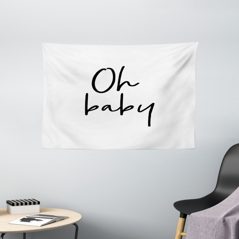 Modern Brush Message Wide Tapestry