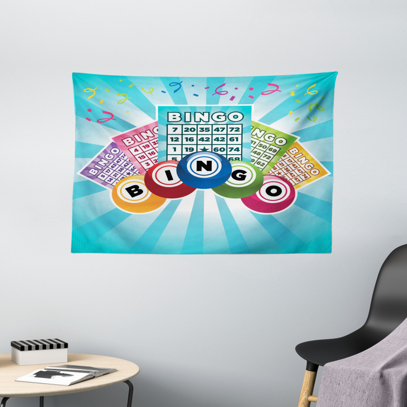 Colorful Cards Balls Wide Tapestry