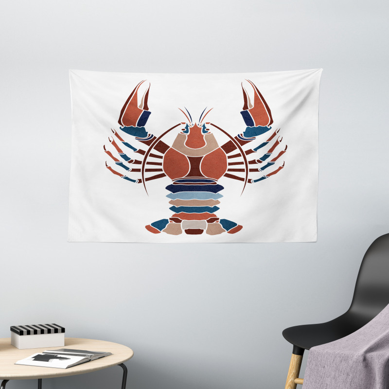 Abstract Crayfish Print Wide Tapestry