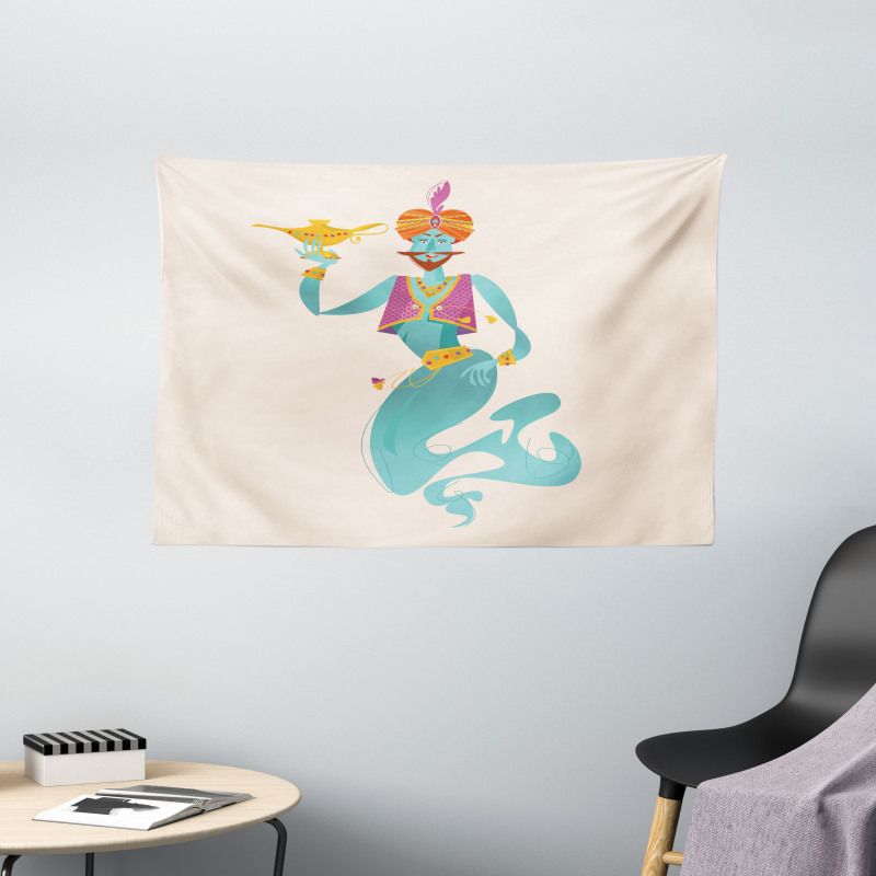 Genie with Magic Tool Wide Tapestry