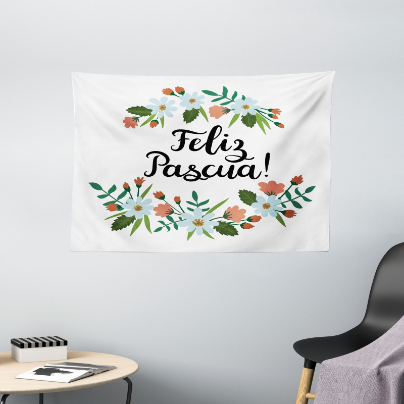 Feliz Pascua Easter Wide Tapestry