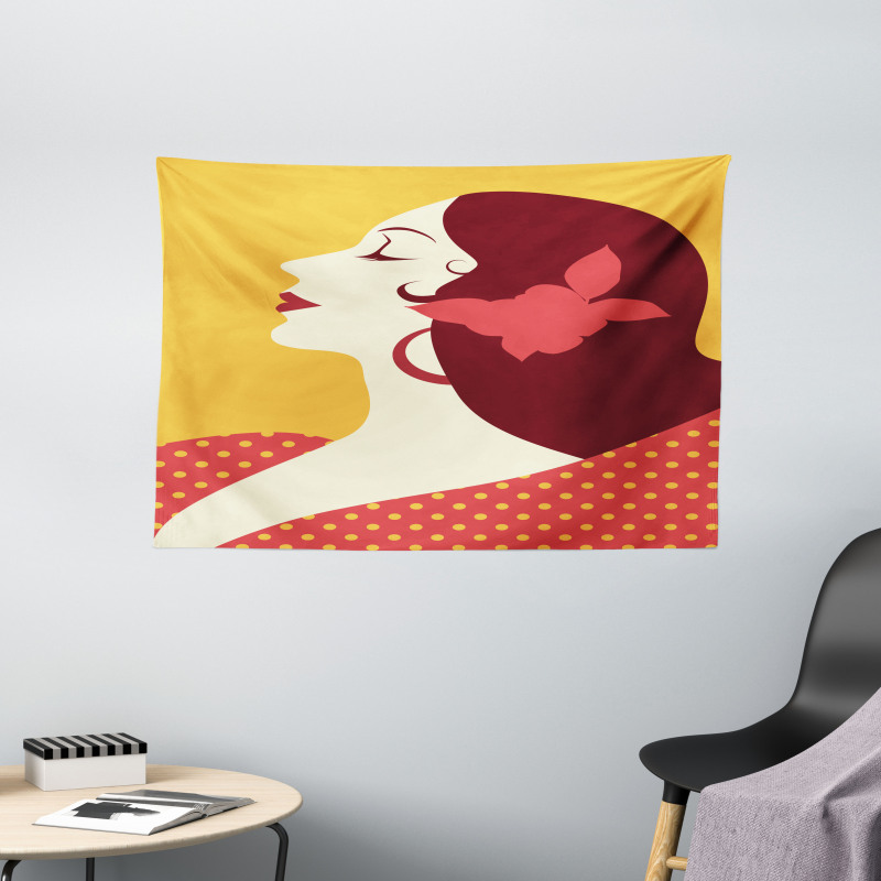 Retro Flamenco Woman Wide Tapestry