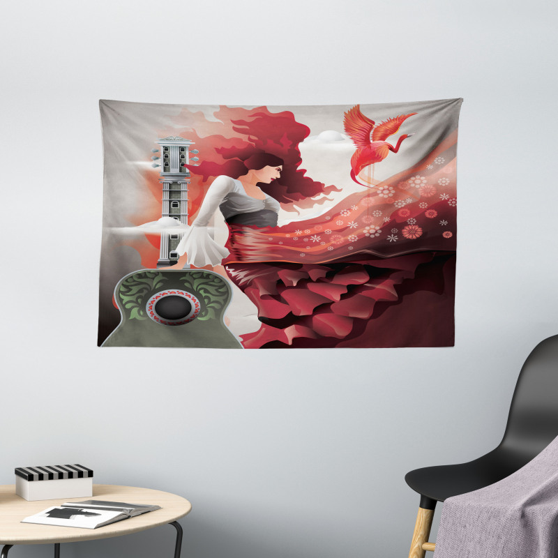Flamenco Dancer Lady Wide Tapestry