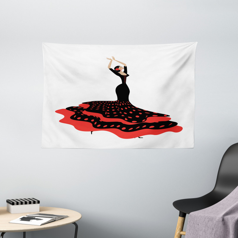 Flamenco Woman Folkloric Wide Tapestry