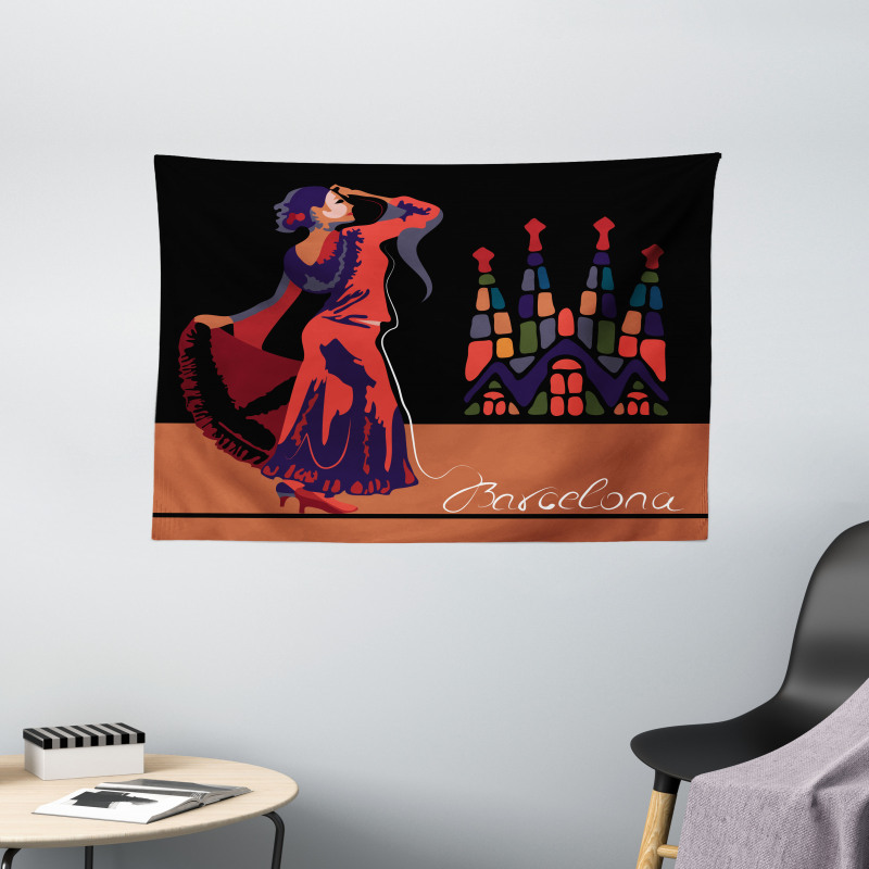 Traditonal Dancer Woman Wide Tapestry