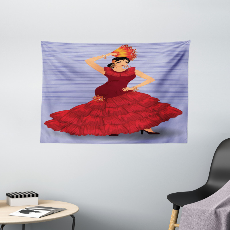 Dance Pose Spanish Lady Wide Tapestry