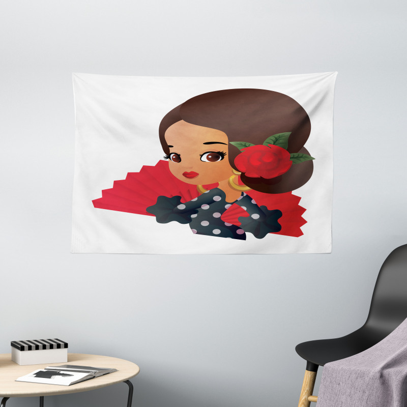 Chibi Flamenco Costume Wide Tapestry