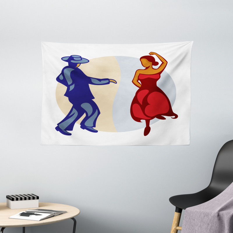 Funky Dancer Couple Wide Tapestry