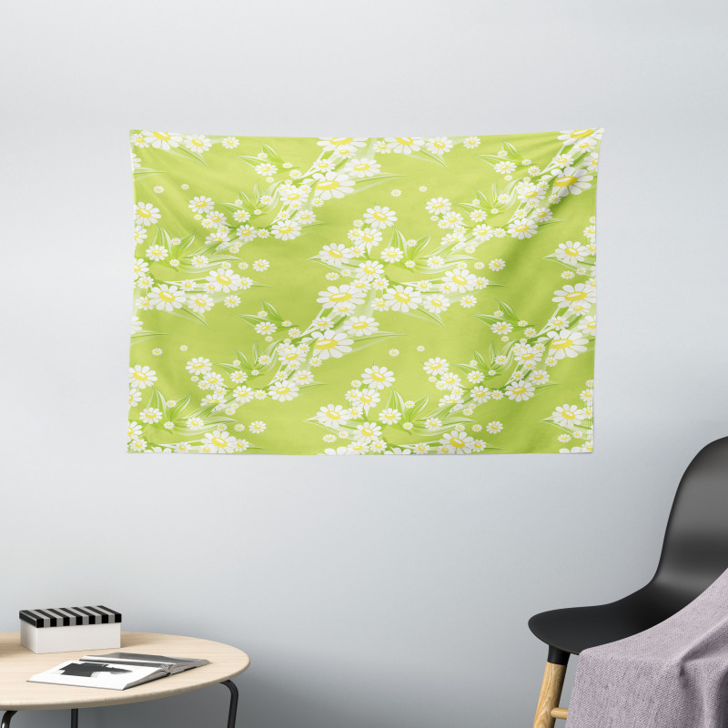 Fresh Green Springtime Wide Tapestry