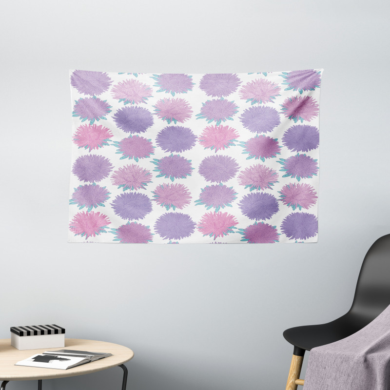Detailed Flower Pattern Wide Tapestry