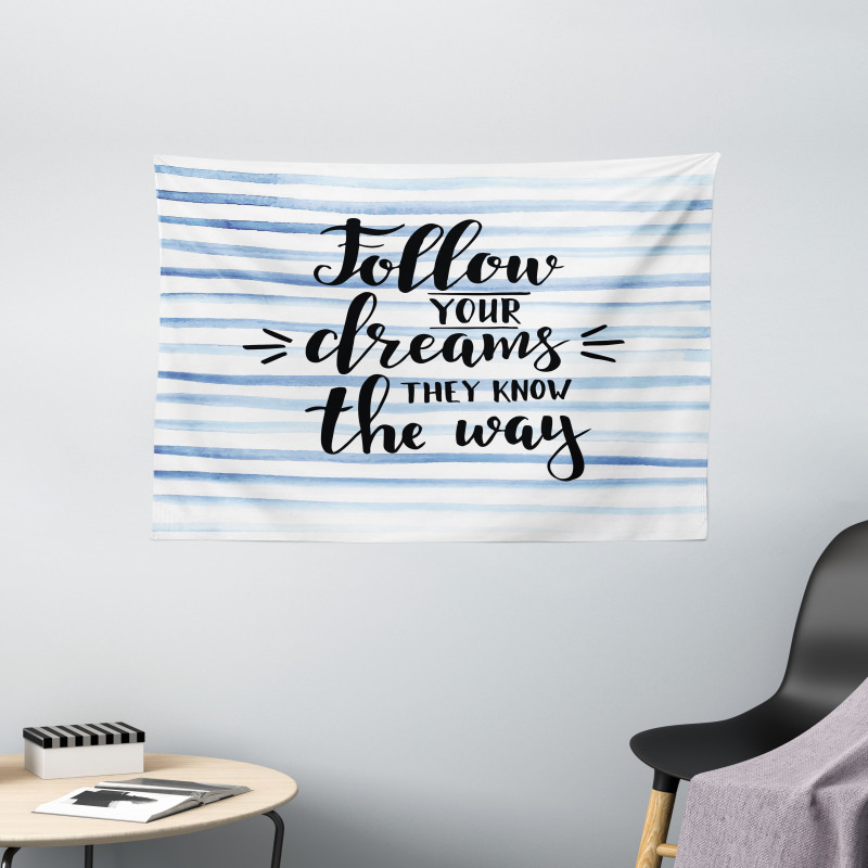 Calligraphy on Stripe Wide Tapestry