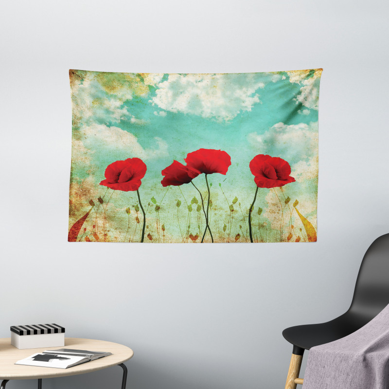 Flowers Spring Season Wide Tapestry