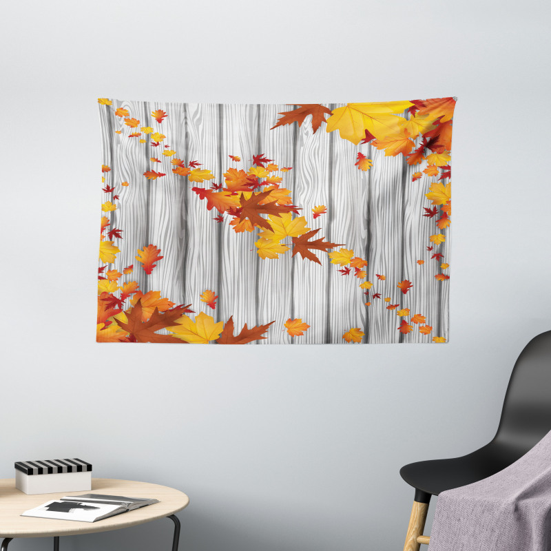 Fall Maple Leafs Tree Wide Tapestry