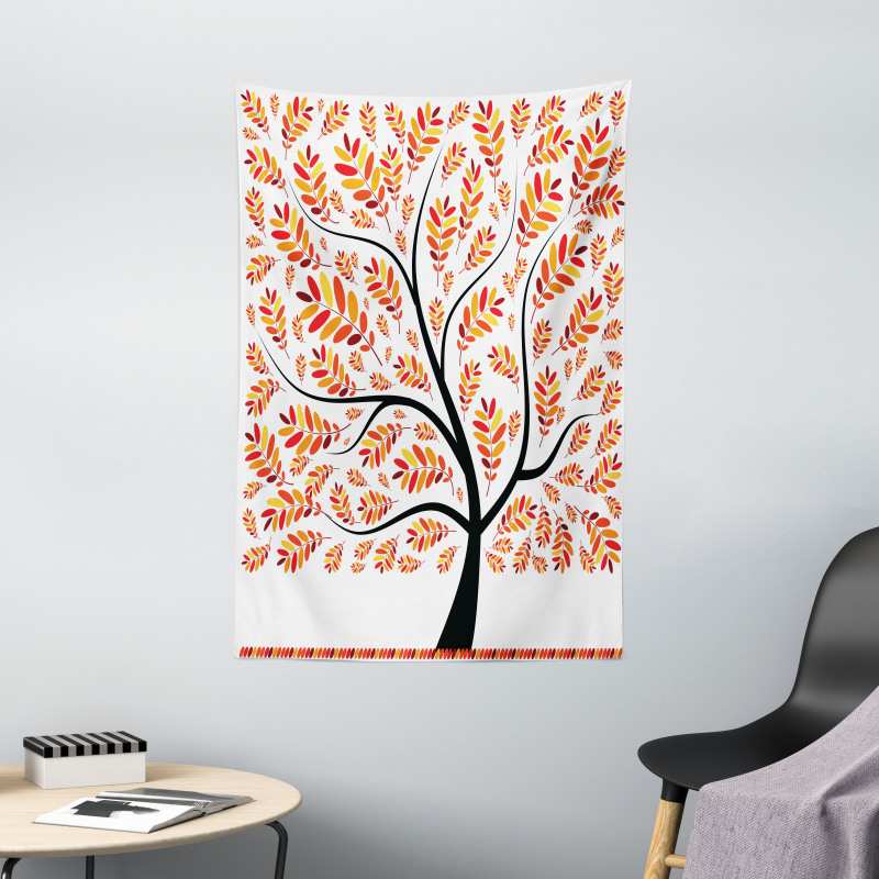 Tangerine Leaves Tree Tapestry