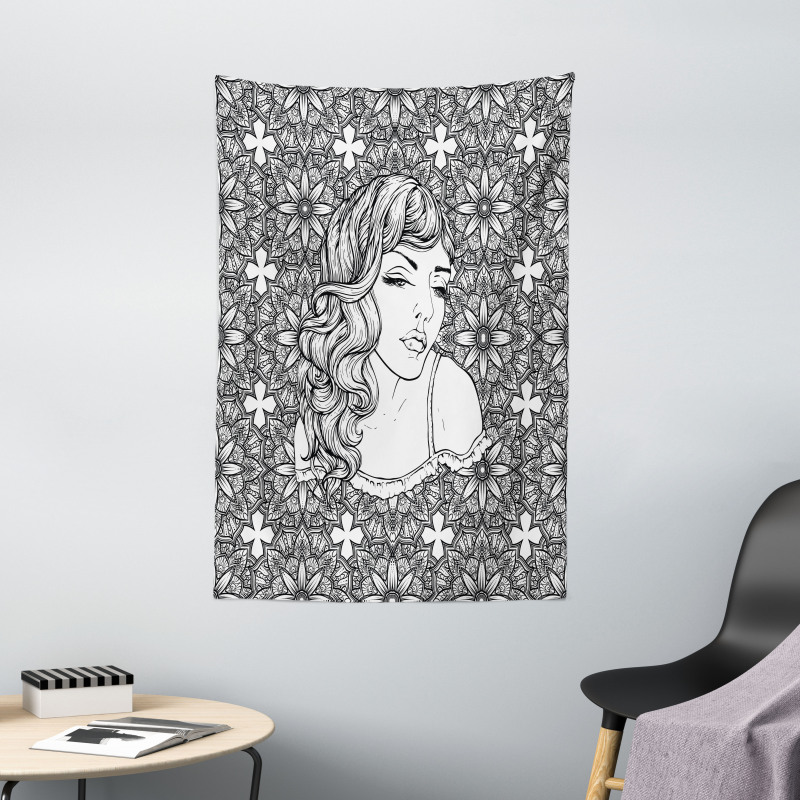 Young Lady with Wavy Hair Tapestry