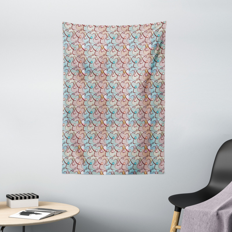 Soft Colored Tangled Lines Tapestry