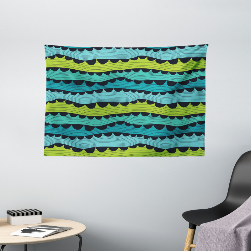 Waves Artwork Wide Tapestry