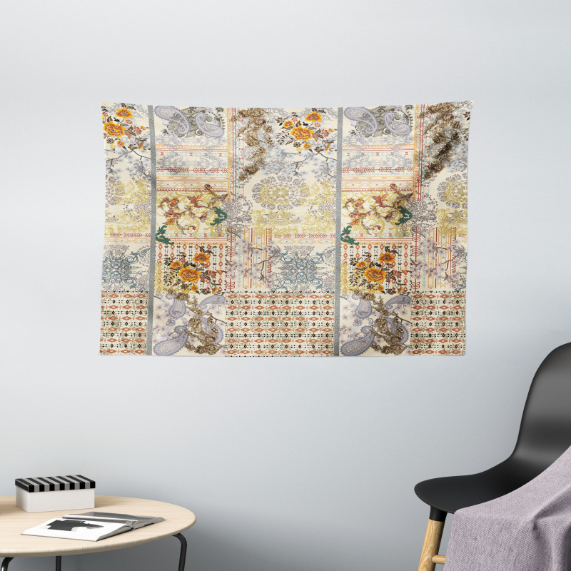 Ethnic Floral Composition Wide Tapestry