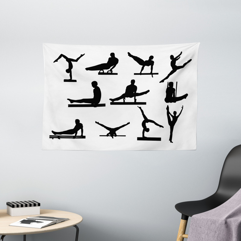 Athlete Silhouettes Wide Tapestry