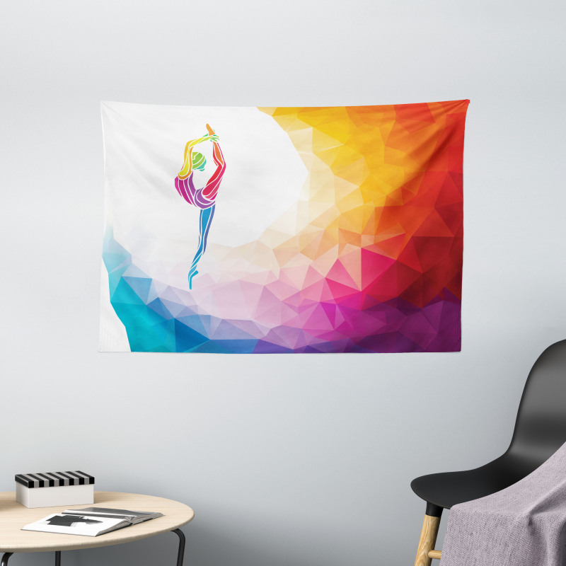 Polygonal Girl Motif Wide Tapestry