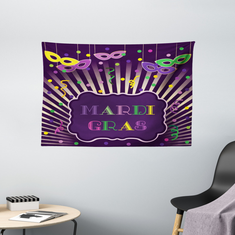 Mardi Gras Cartoon Wide Tapestry