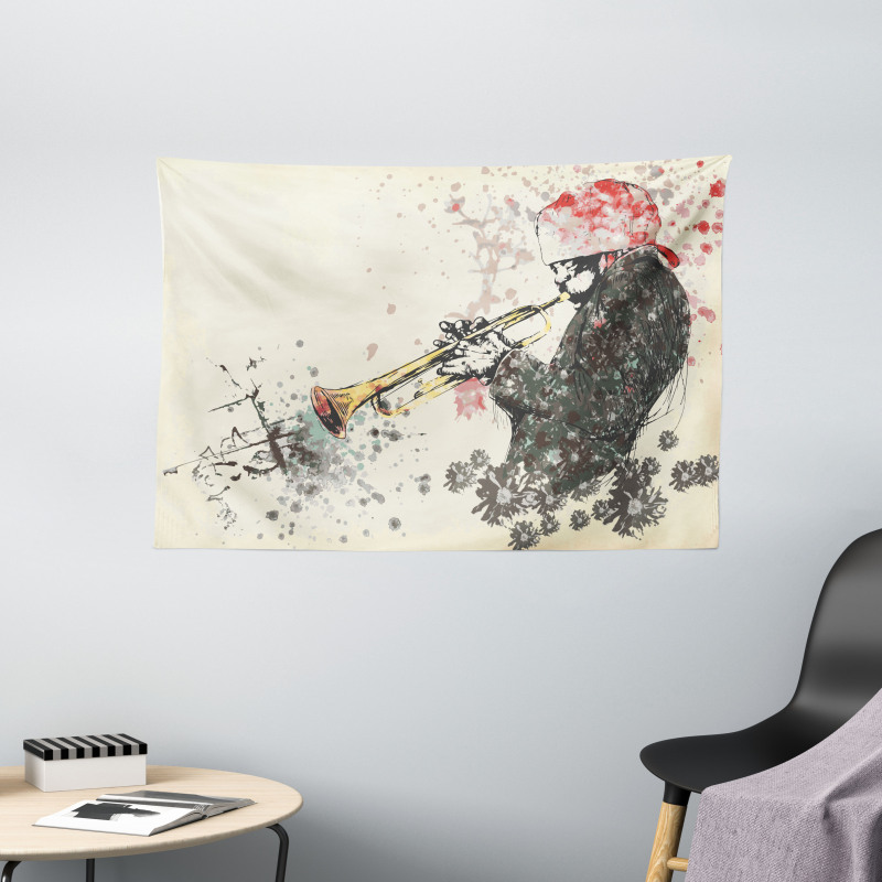 Trumpeter Flowers Wide Tapestry