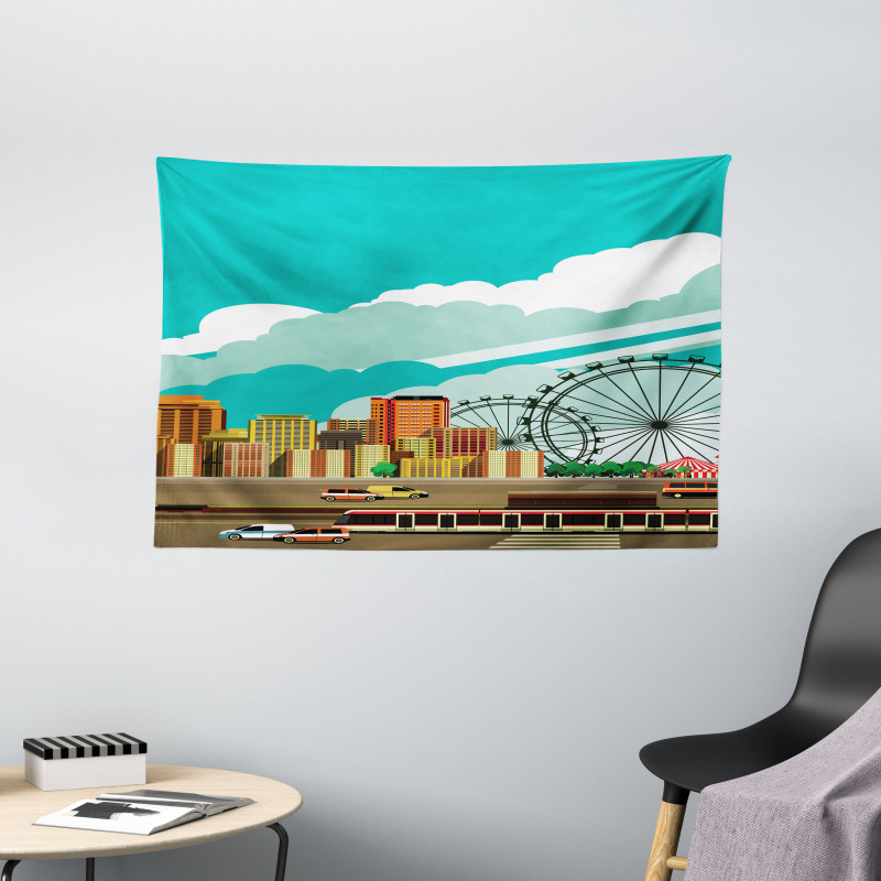 Downtown Panaroma Wide Tapestry