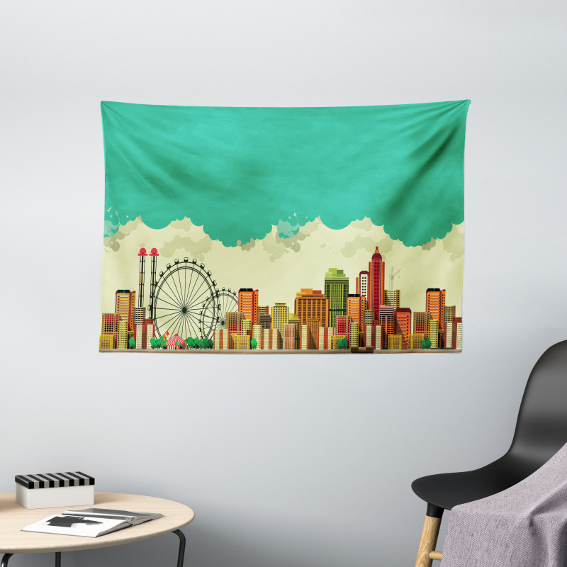 Vintage Metropolis Wide Tapestry