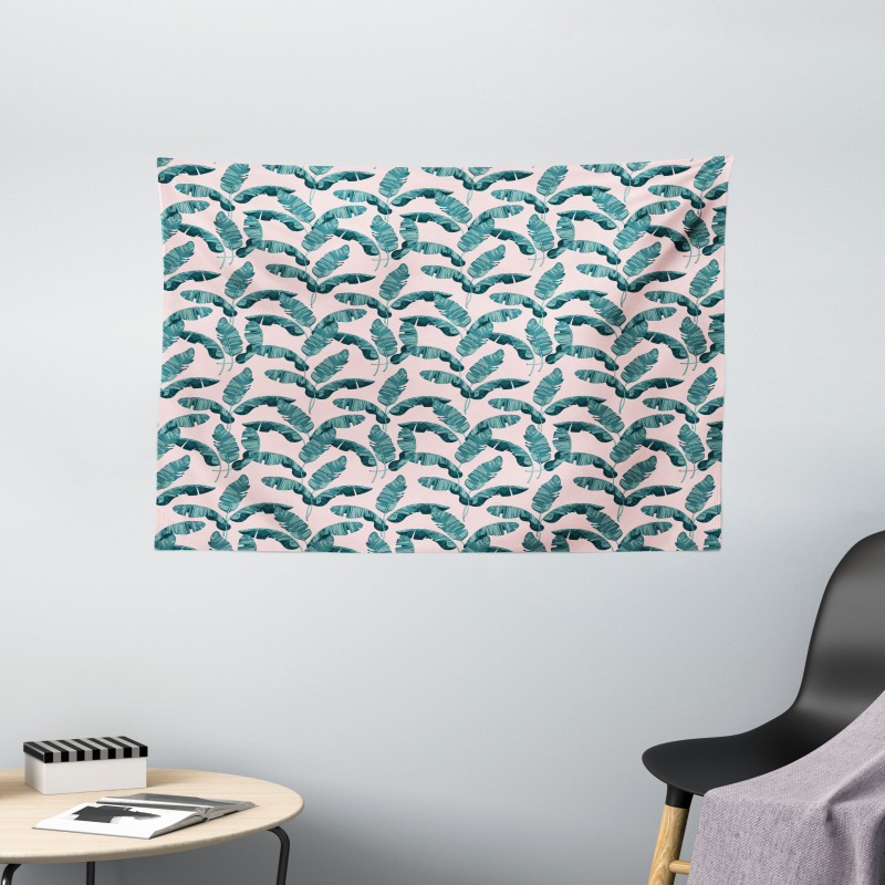 Exotic Banana Leaves Wide Tapestry