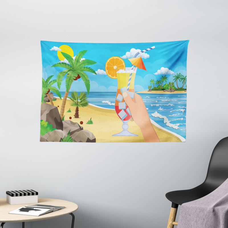 Tropical Cocktail Glass Wide Tapestry