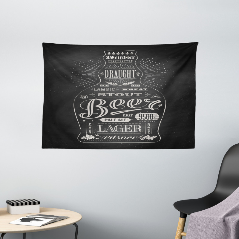 Beer Bottle Lettering Wide Tapestry