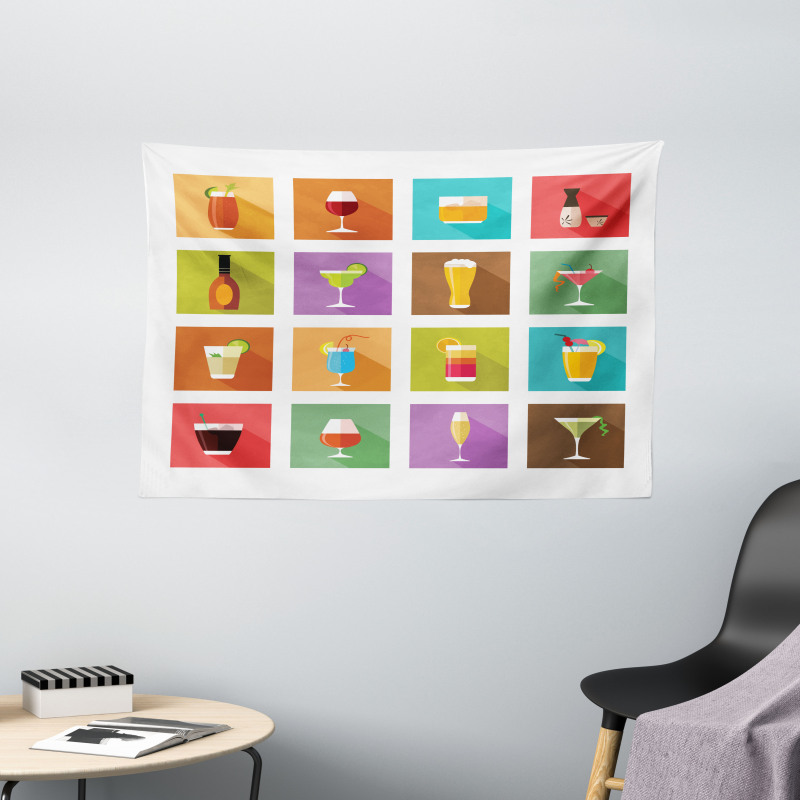 Graphic Square Tiles Wide Tapestry