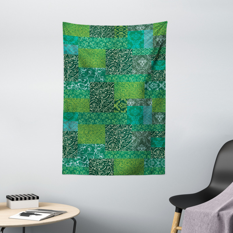 Curly Ornaments in Squares Tapestry