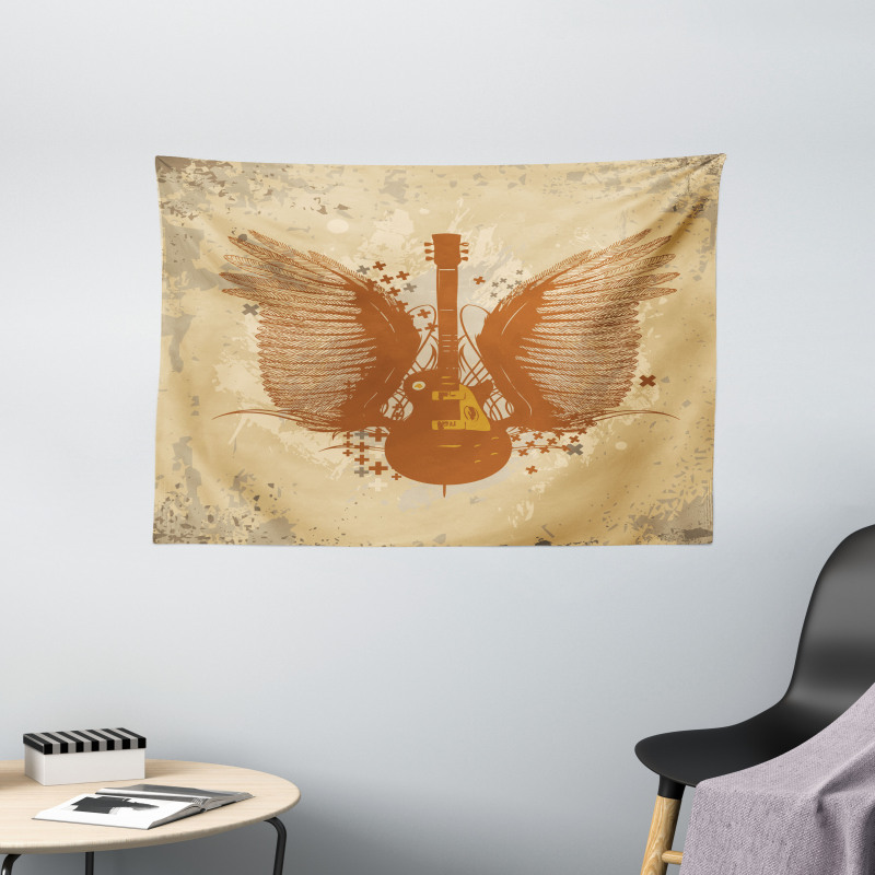 Guitar with Wings Wide Tapestry