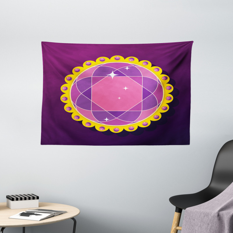 Abstract Round Gem Wide Tapestry